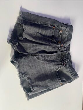 Levi's Black Frayed Hem Denim Cutoff Shorts